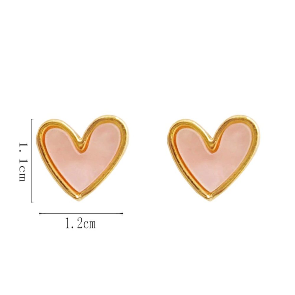 Cute Pink Heart Stone Stud Earrings for Women - Picture 8 of 11